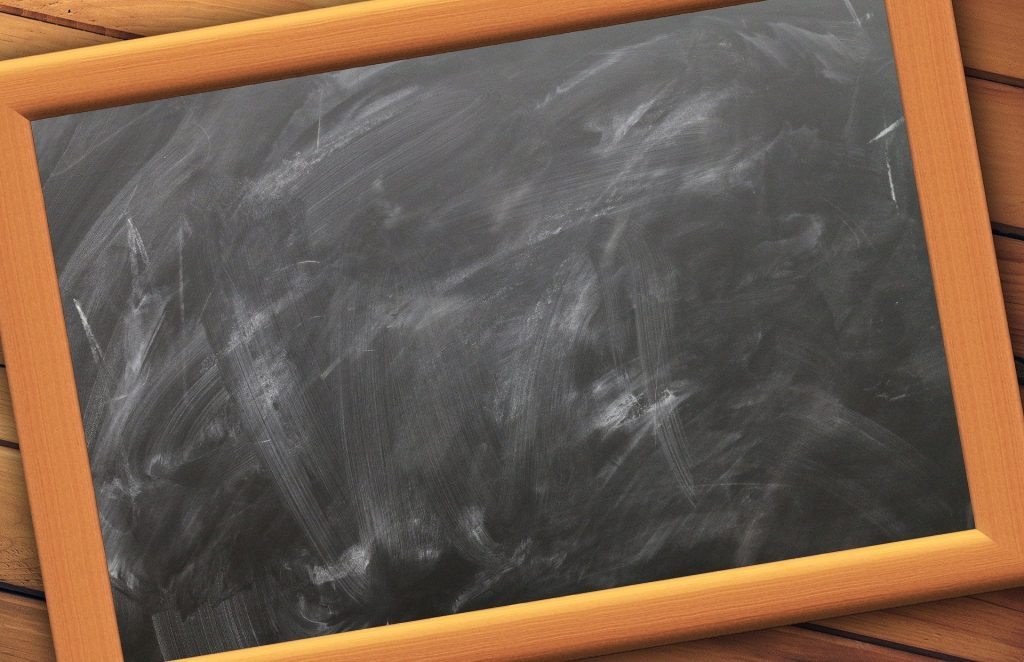 This Riddle is about a blackboard. The image is of a blackboard you might get in school.