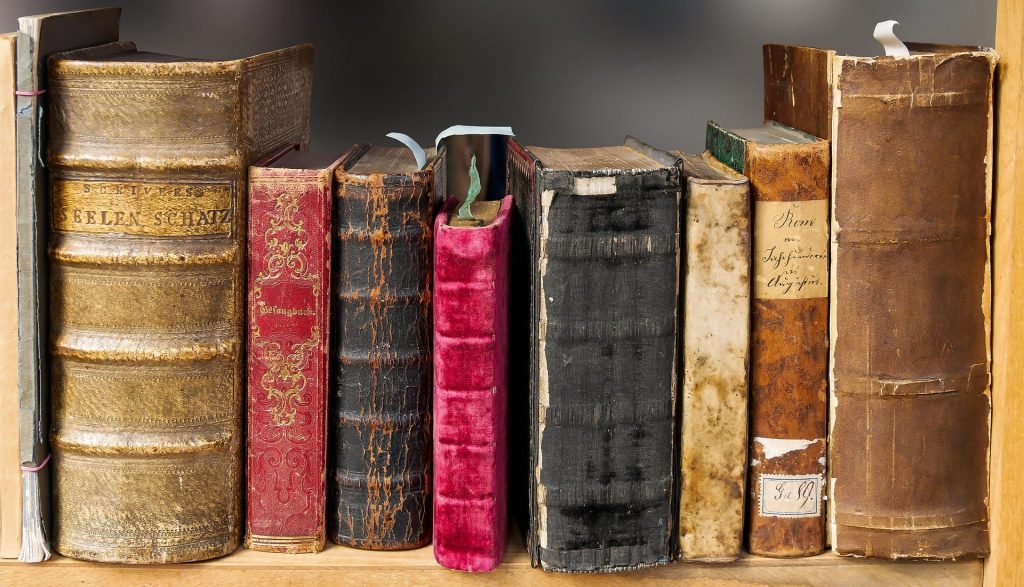 Riddle Robot asked a conundrum about Books. This is a picture of a filled shelf of books.